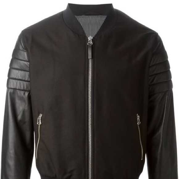 Ami Leather Sleeve Bomber Jacket - Picture 2 of 10